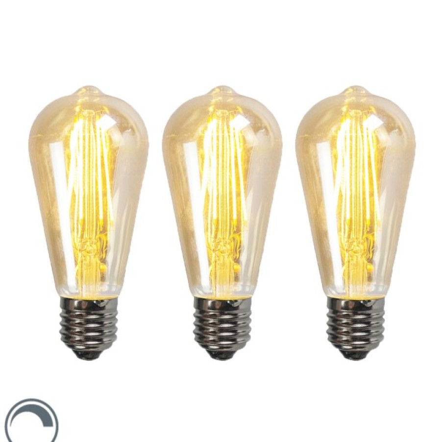 Leuchtmittel LUEDD | Set Mit 3 E27 Dimmbaren Led-Lampen St64 Gold 5W 450 Lm 2200K