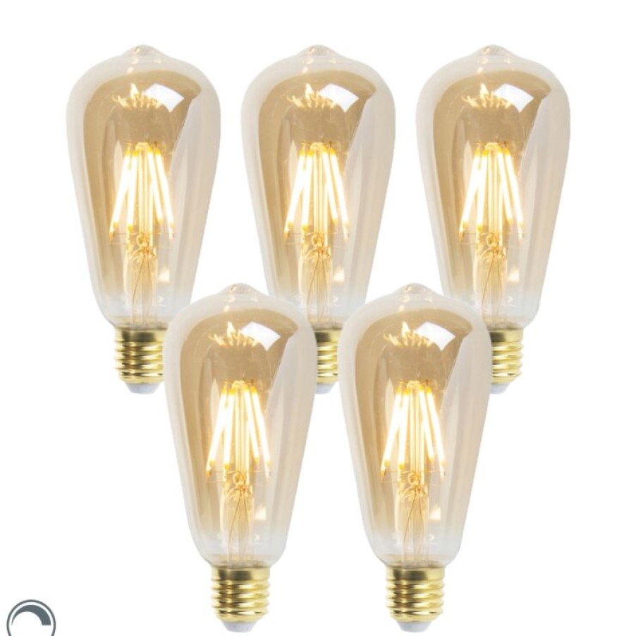 Leuchtmittel LUEDD | Set Mit 5 E27 Dimmbaren Led-Lampen St64 Goldline 5W 380 Lm 2200K