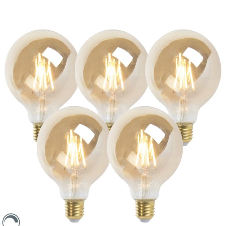 Leuchtmittel LUEDD | Set Mit 5 E27 Dimmbaren Led-Lampen G95 Gold 5W 380 Lm 2200K