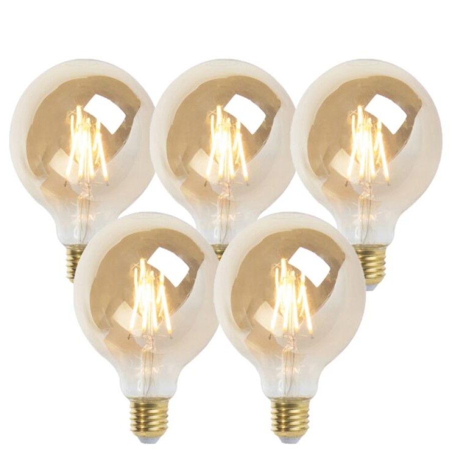 Leuchtmittel LUEDD | Set Mit 5 E27 Dimmbaren Led-Lampen G95 Gold 5W 380 Lm 2200K