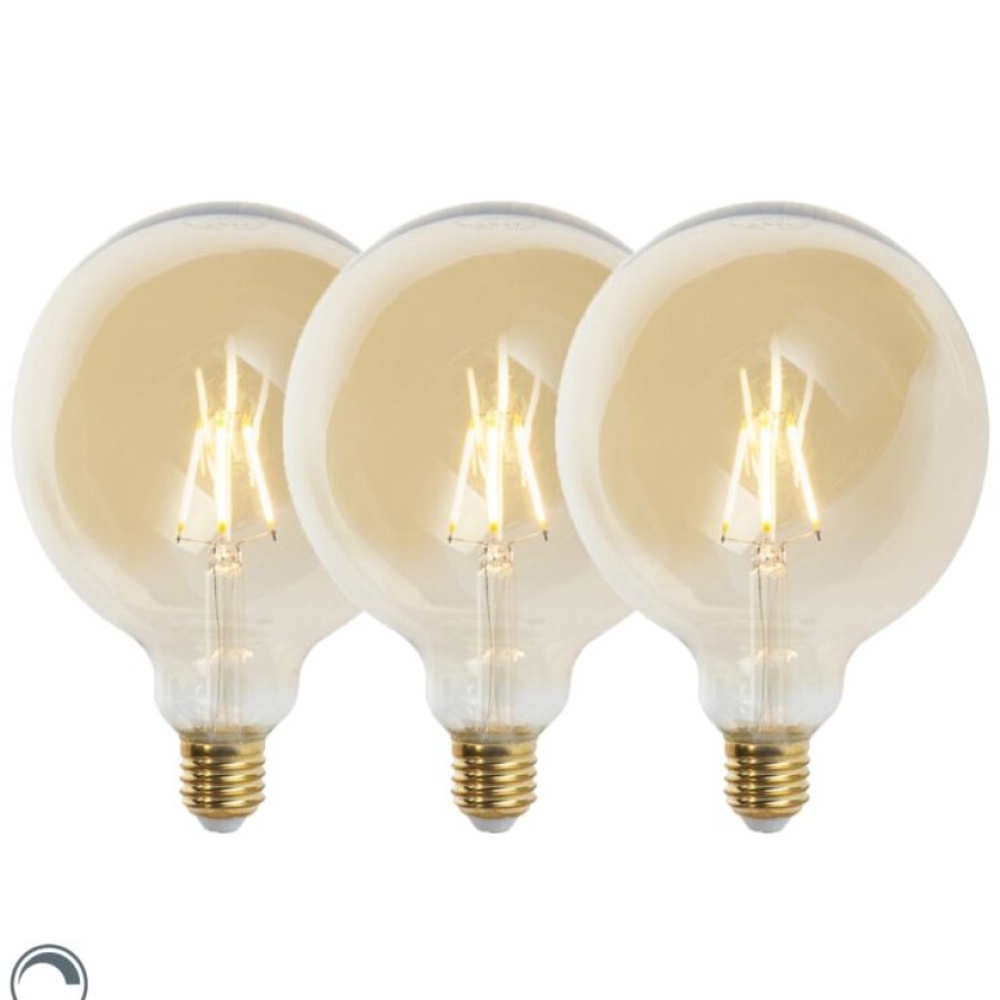 Leuchtmittel LUEDD | Set Mit 3 E27 Dimmbaren Led-Lampen G125 Gold 5W 450 Lm 2200K