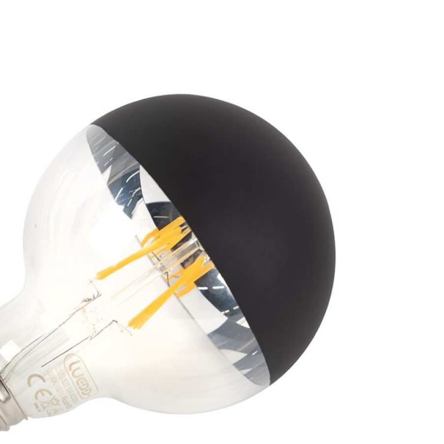 Leuchtmittel LUEDD | E27 Dimmbare Led-Filamentlampe Kopfspiegel G95 Schwarz 550Lm 2700K