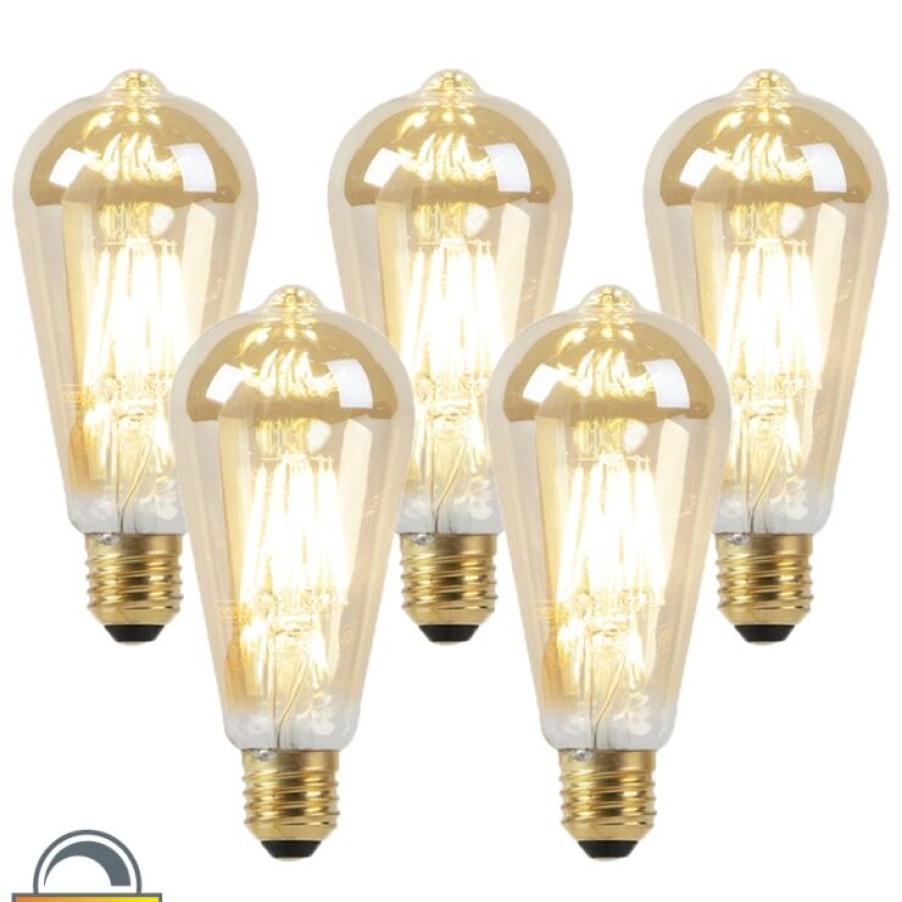 Leuchtmittel LUEDD | Set Mit 5 E27 Led-Lampen, Dimmbar Bis Warmes Gold, 8 W, 806 Lm, 2000-2700 K