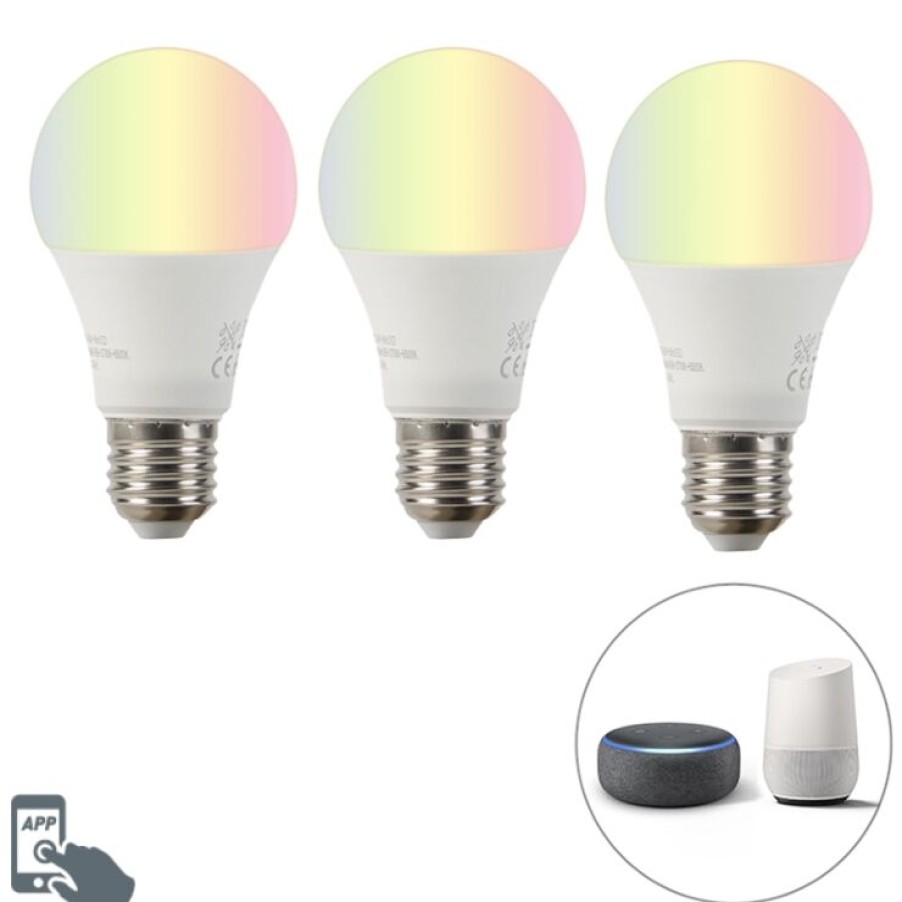 Leuchtmittel LUEDD | Smartes 3Er Set E27 Dimmbare Led-Lampe A60 9W 800 Lm 2200-4000K