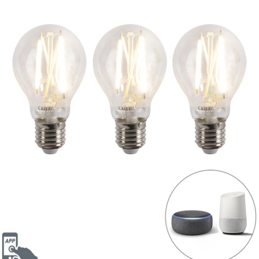 Leuchtmittel Calex | Set Mit 3 Intelligenten E27 Dimmbaren Led-Lampen A60 7W 806 Lm 1800-3000K