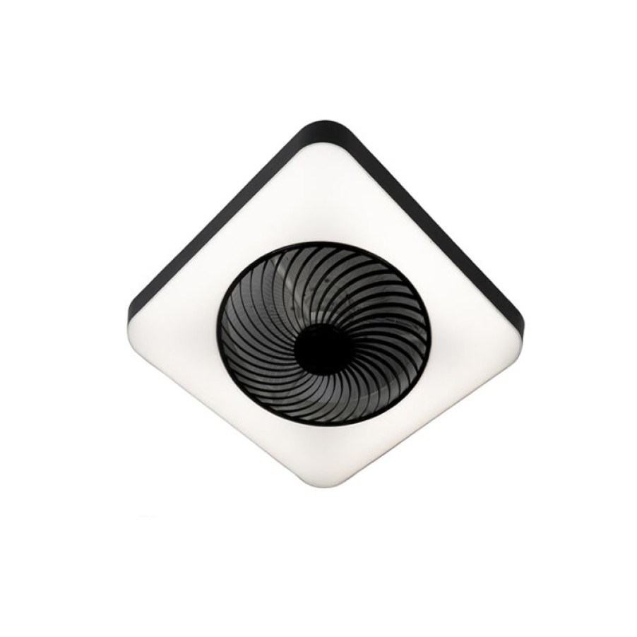 Innenbeleuchtung QAZQA | Deckenventilator Quadratisch Schwarz Inkl. Led Dimmbar - Climo