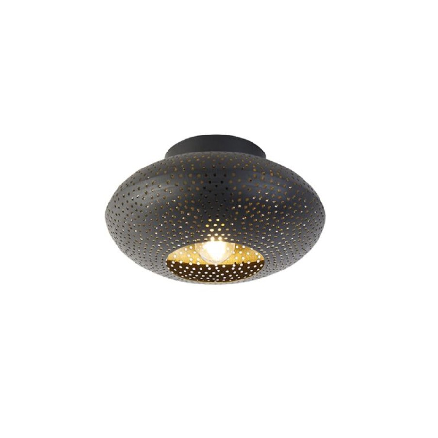 Innenbeleuchtung QAZQA | Orientalische Deckenlampe Schwarz Mit Gold 25 Cm - Radiance