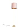 Innenbeleuchtung QAZQA | Romantische Stehlampe Messing Mit Rosa Schirm 40 Cm - Simplo