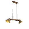 Innenbeleuchtung QAZQA | Industrielle Hangelampe Gold 2-Lichter Mit Holz - Mangos