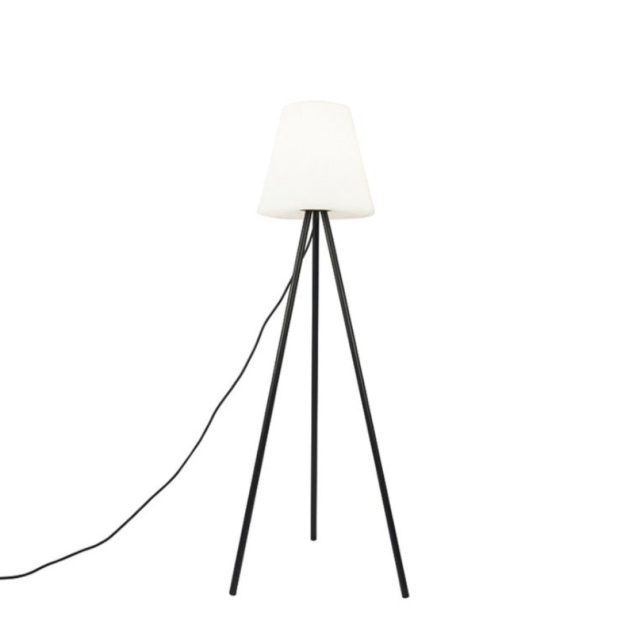 Ausenleuchten QAZQA | Moderne Ausenlampe Schwarz Mit Weisem Schirm Ip65 - Virginia