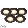 Smart Home QAZQA | Set Mit 5 Einbauspots Schwarz 3-Stufig Dimmbar - Ulo