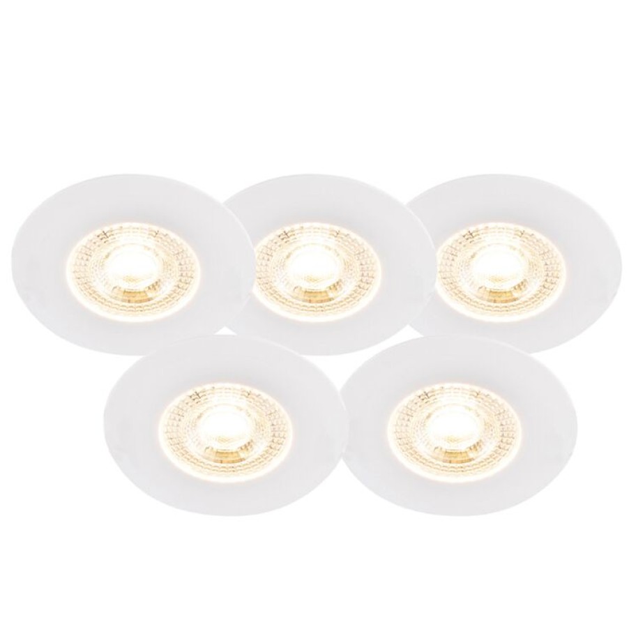 Led QAZQA | Set Mit 5 Einbauspots Weis 3 Stufen Dimmbar - Ulo