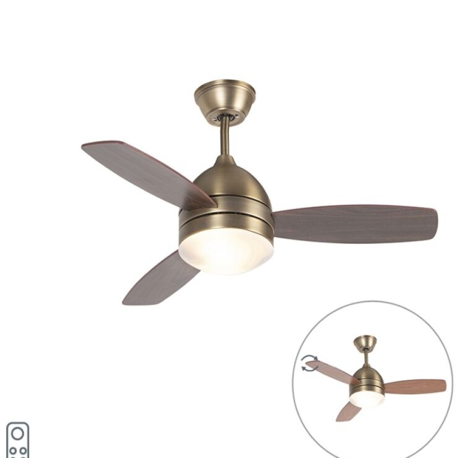 Innenbeleuchtung QAZQA | Deckenventilator Bronze Mit Fernbedienung - Rotar