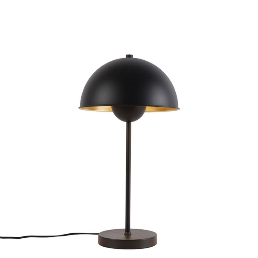 Smart Home QAZQA | Retro Tischlampe Schwarz Mit Gold - Magnax