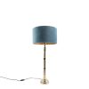 Innenbeleuchtung QAZQA | Art Deco Tischlampe Gold Samtschirm Blau 35 Cm - Torre