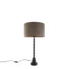 Innenbeleuchtung QAZQA | Art Deco Tischlampe Schwarz 35 Cm Veloursschirm Taupe - Pisos