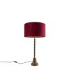 Innenbeleuchtung QAZQA | Art Deco Tischlampe Bronze Veloursschirm Rot 35 Cm - Pisos