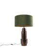 Smart Home QAZQA | Art Deco Tischlampe Bronze Veloursschirm Grun Mit Gold 50Cm - Bruut