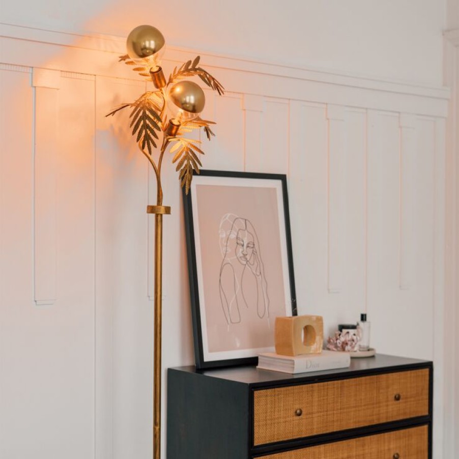 Innenbeleuchtung QAZQA | Vintage Stehlampe Gold 2-Licht - Botanica