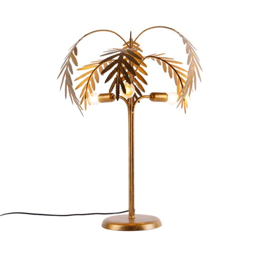 Innenbeleuchtung QAZQA | Art Deco Tischlampe Gold 3-Licht - Botanica