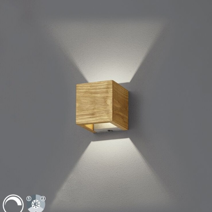 Led Trio Leuchten | Land Wandleuchte Holz 11 Cm Inkl. Led Dimmbar - Linc