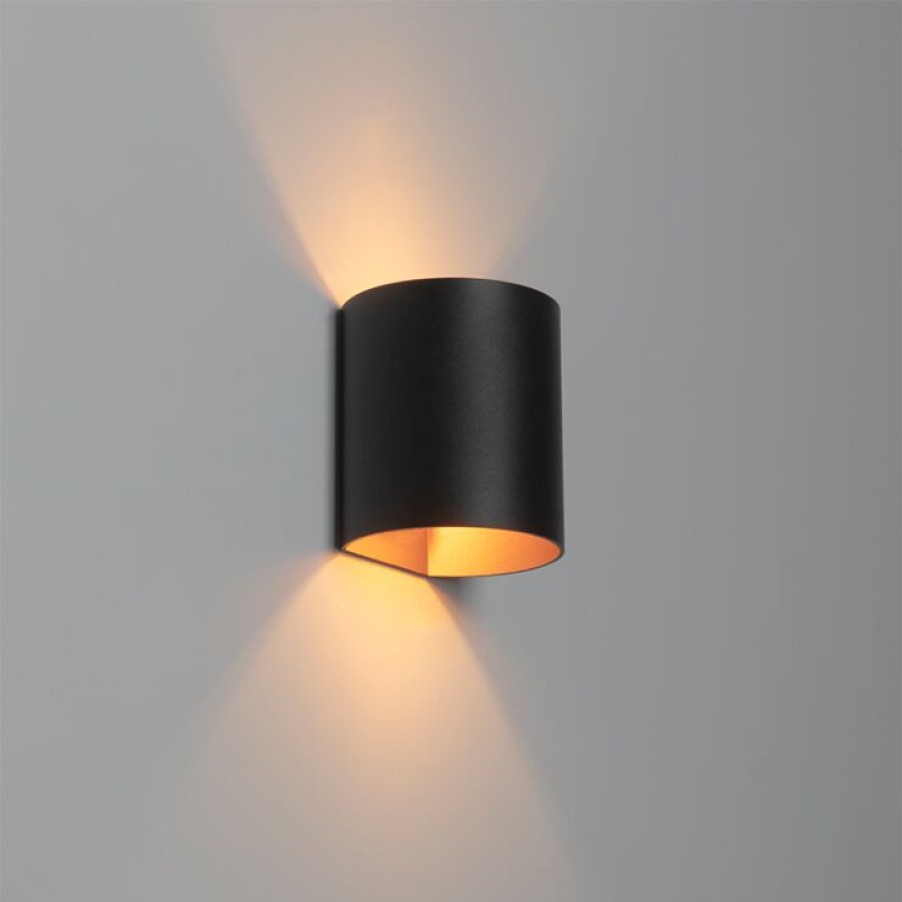 Smart Home QAZQA | Moderne Wandlampe Schwarz Mit Messing - Sabbio