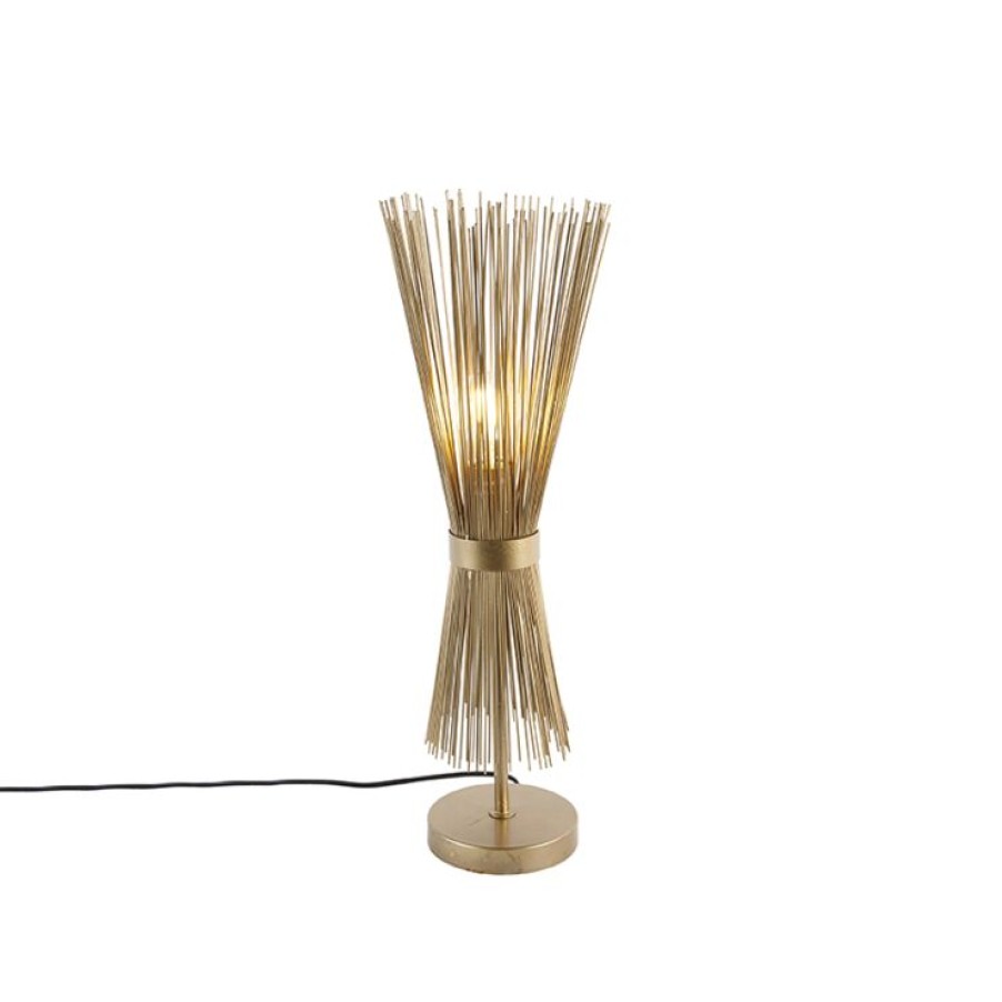 Innenbeleuchtung QAZQA | Country Tischlampe Messing - Broom