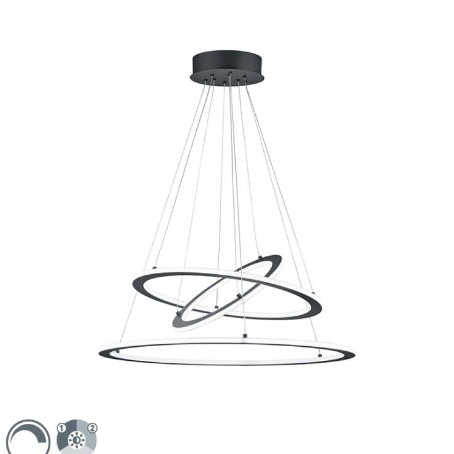 Led Trio Leuchten | Design Hangelampe Grau Inkl. Led 3-Stufig Dimmbar -Tijn