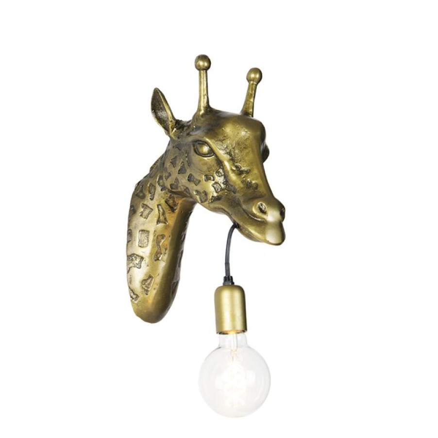 Smart Home QAZQA | Vintage Wandlampe Messing - Giraffe