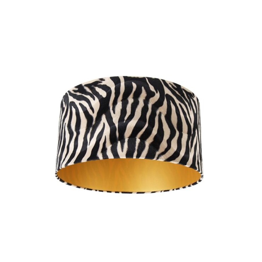 Innenbeleuchtung QAZQA | Velours Lampenschirm Zebra Design 50/50/25 Gold Innen