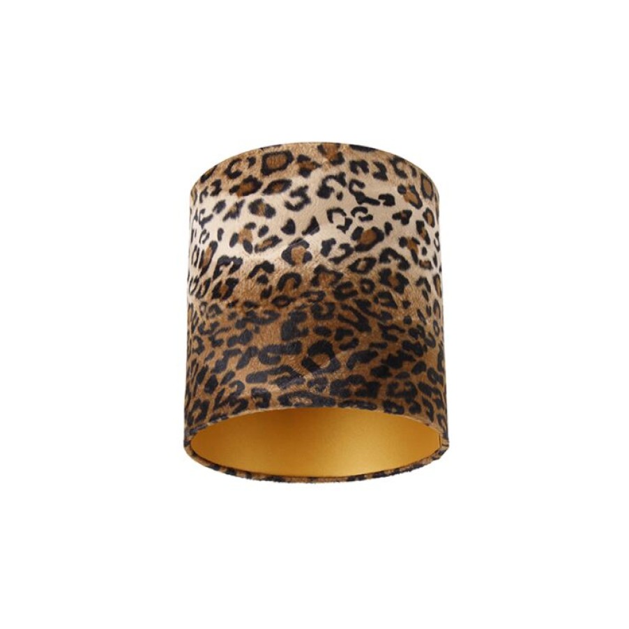 Innenbeleuchtung QAZQA | Velours Lampenschirm Leopard Design 25/25/25 Gold Innen