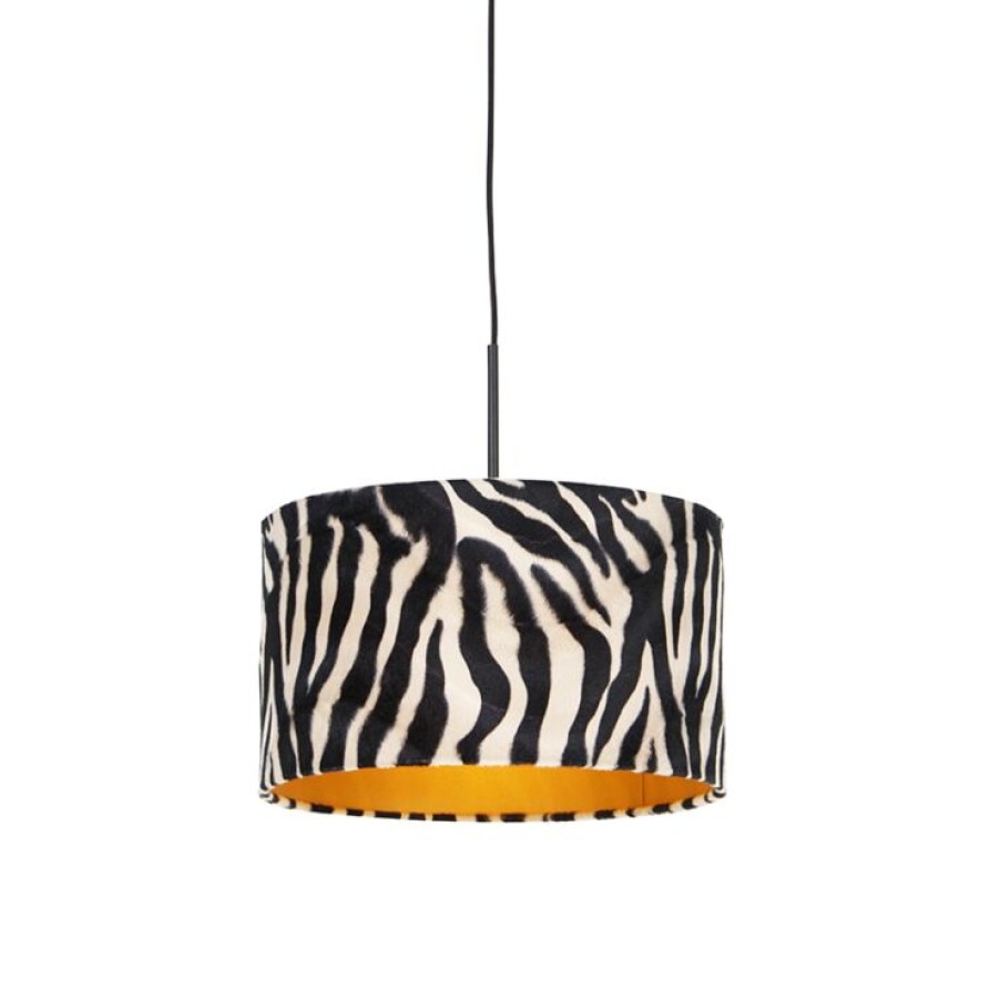 Innenbeleuchtung QAZQA | Moderne Hangelampe Schwarz Mit Schatten Zebra 35 Cm - Combi