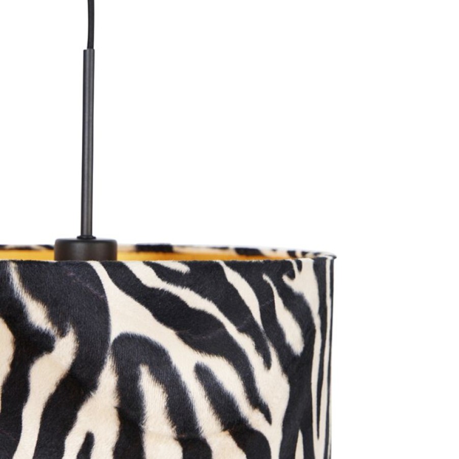 Innenbeleuchtung QAZQA | Moderne Hangelampe Schwarz Mit Schatten Zebra 35 Cm - Combi