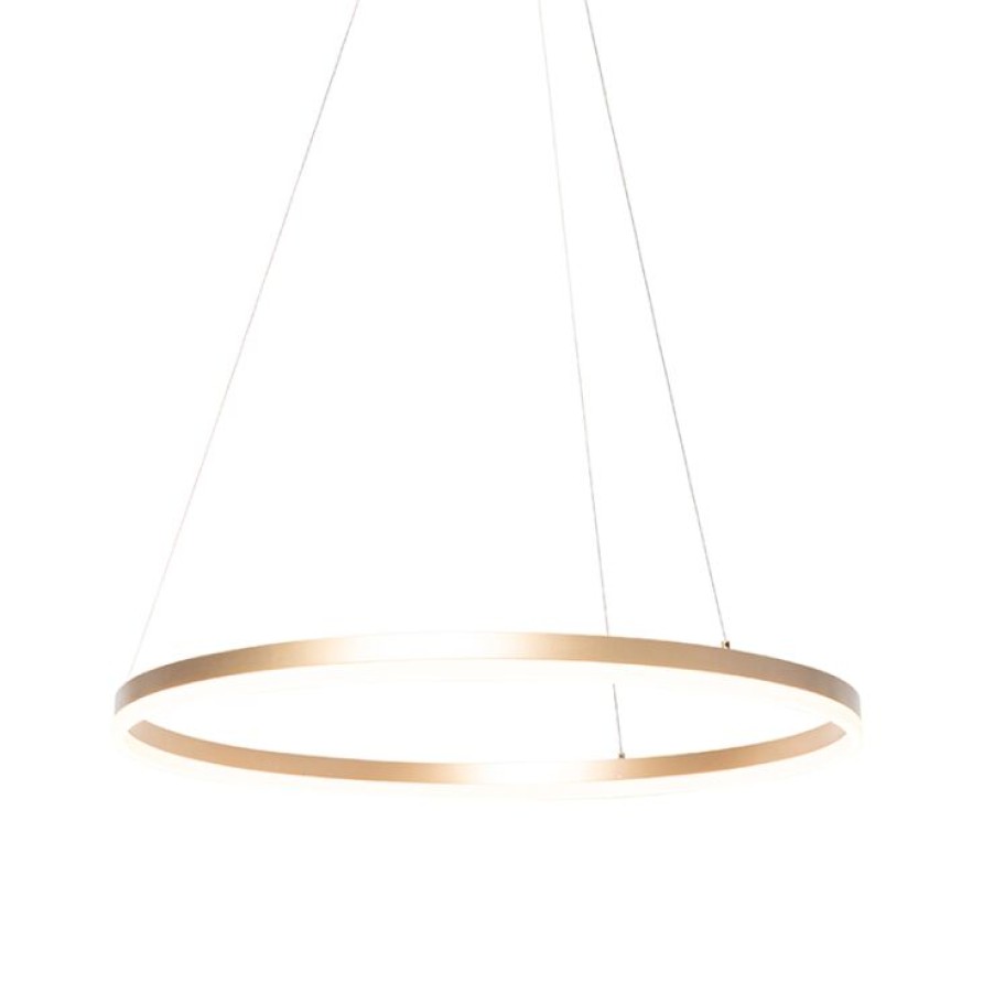 Smart Home QAZQA | Design Ring Pendelleuchte Gold 80 Cm Inkl. Led Und Dimmer - Anello