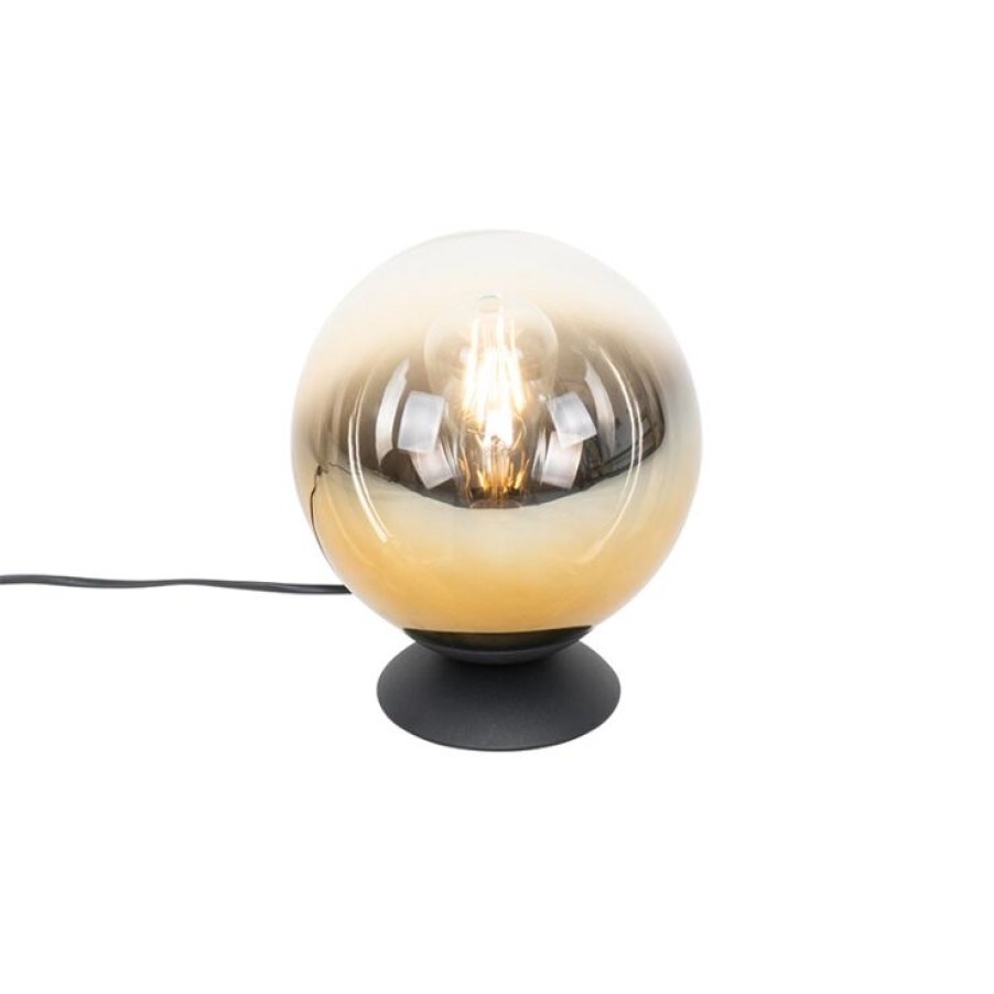 Innenbeleuchtung QAZQA | Art Deco Tischlampe Schwarz Mit Goldglas - Pallon