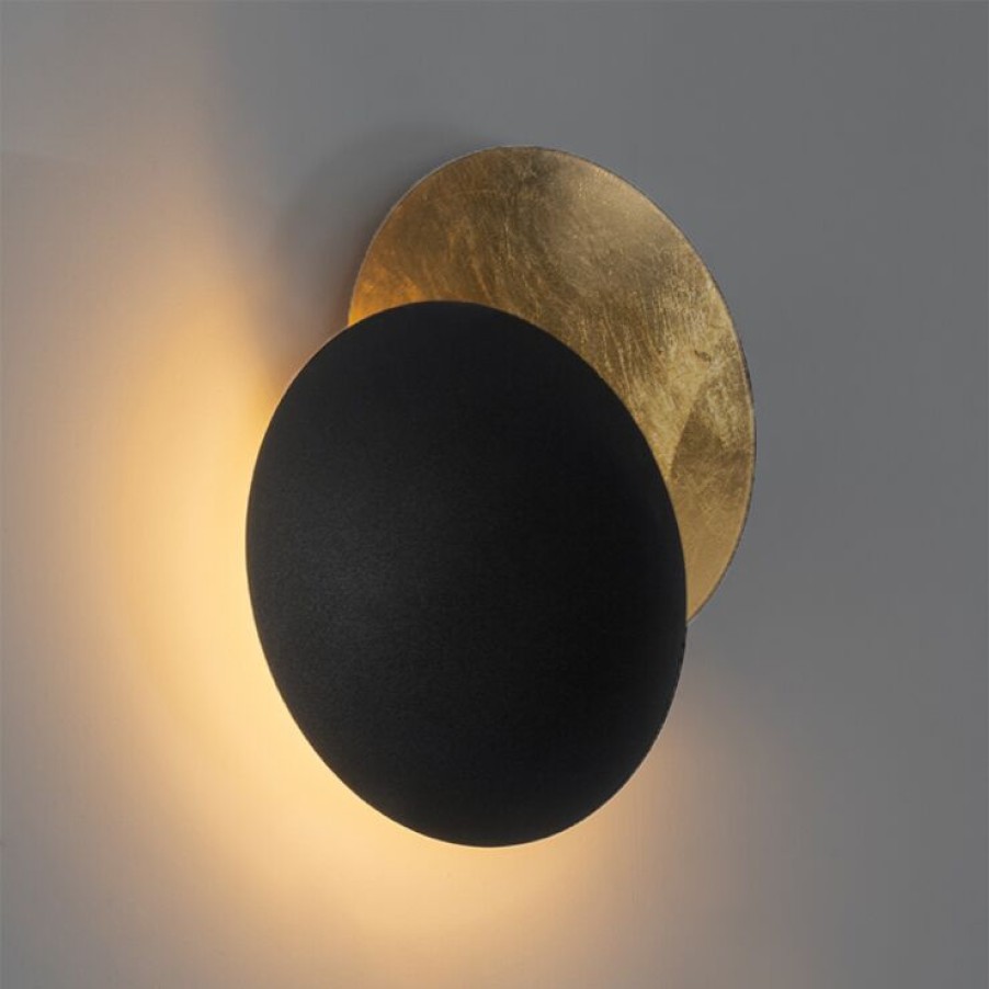 Smart Home QAZQA | Moderne Wandlampe Schwarz Mit Gold - Sunrise