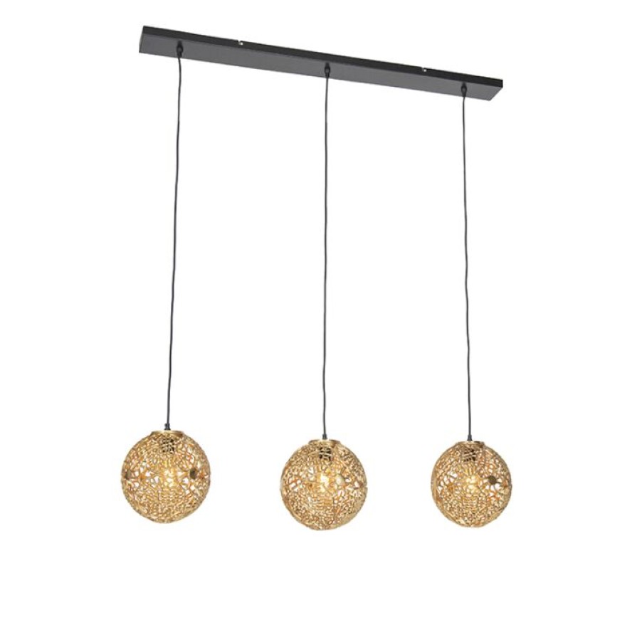 Innenbeleuchtung QAZQA | Art Deco Hangelampe Gold Langlich 3-Flammig - Maro