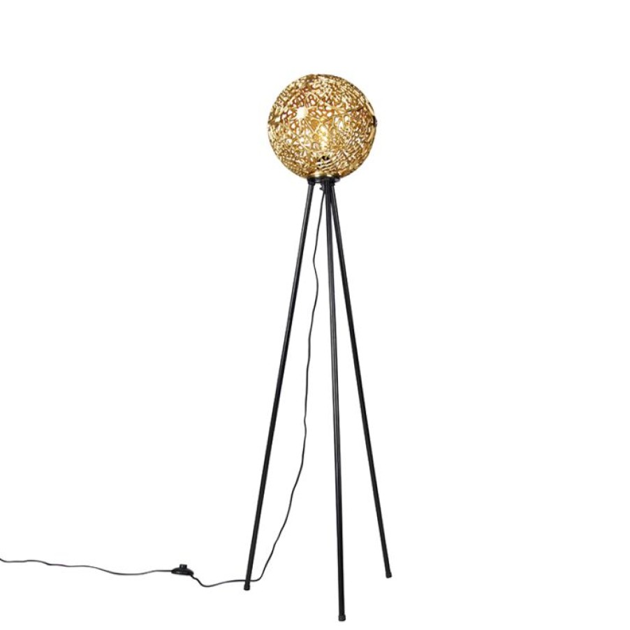 Innenbeleuchtung QAZQA | Art Deco Stativ-Stehlampe Gold - Maro