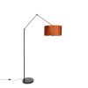 Innenbeleuchtung QAZQA | Moderne Stehlampe Schwarz Leinenschirm Orange 50 Cm - Editor