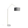 Innenbeleuchtung QAZQA | Moderne Stehlampe Gold Samtschirm Grau 50 Cm - Editor