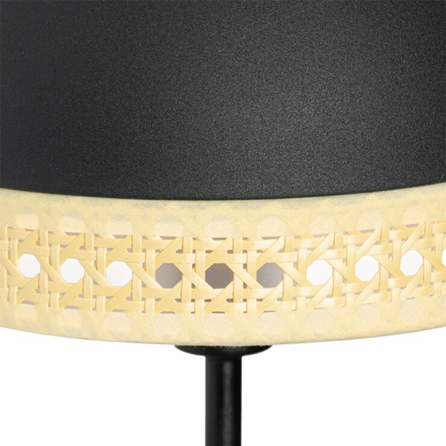 Innenbeleuchtung QAZQA | Orientalische Wandlampe Schwarz Mit Rattan 20 Cm - Magna Rattan