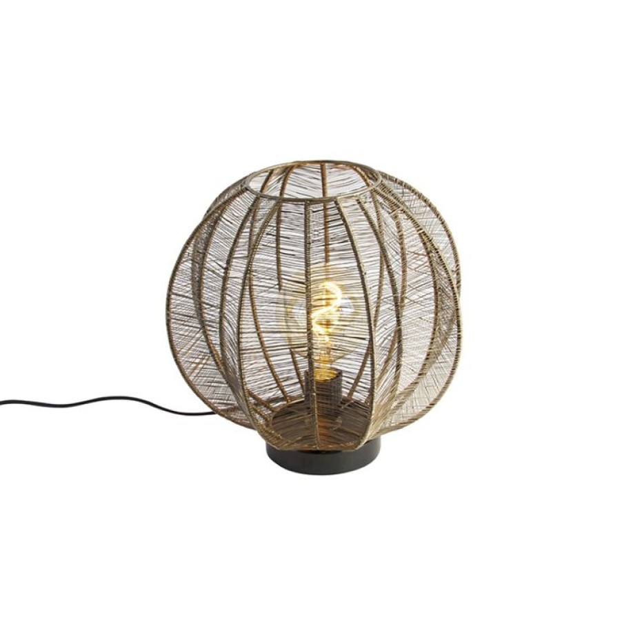 Innenbeleuchtung QAZQA | Industrielle Tischlampe Bronze Mit Schwarz - Dong