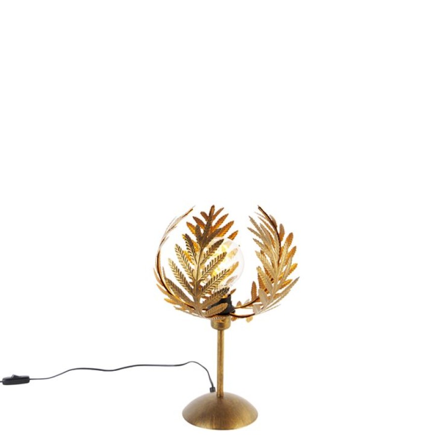 Innenbeleuchtung QAZQA | Vintage Tischlampe Gold 26 Cm - Botanica