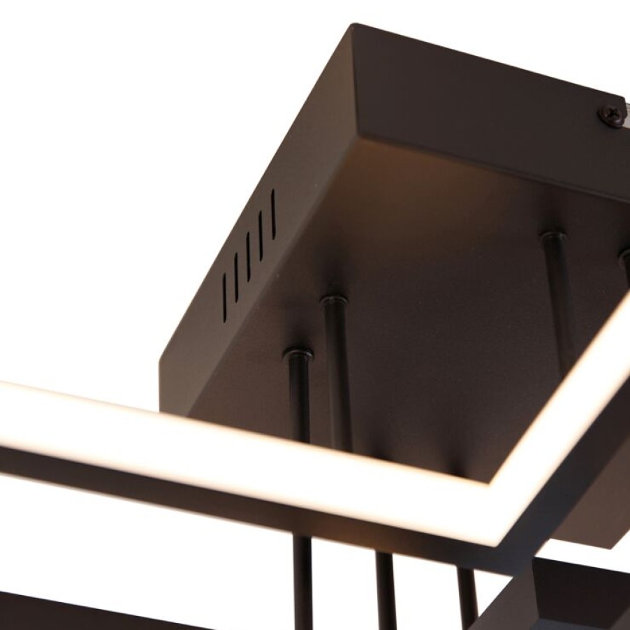 Led QAZQA | Deckenleuchte Schwarz Inkl. Led 3 Stufen Dimmbar 4-Licht - Lejo