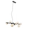 Smart Home QAZQA | Art Deco Hangelampe Schwarz Mit Braunem Glas 8 Lichter - David