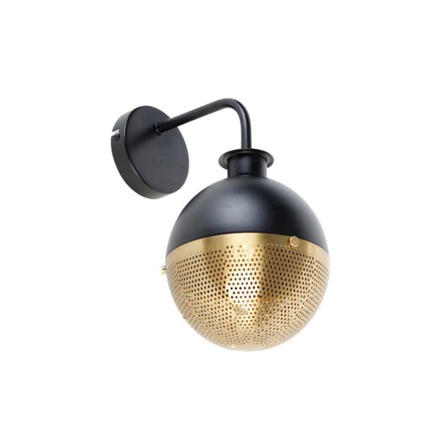 Innenbeleuchtung QAZQA | Industrielle Wandlampe Schwarz Mit Messing - Haicha