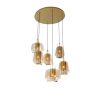 Smart Home QAZQA | Art-Deco-Hangelampe Gold Mit Bernsteinglas 6 Lichter - Kevin