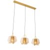 Innenbeleuchtung QAZQA | Hangelampe Gold Mit Braunem Glas 30 Cm Langlich 3-Flammig - Kevin