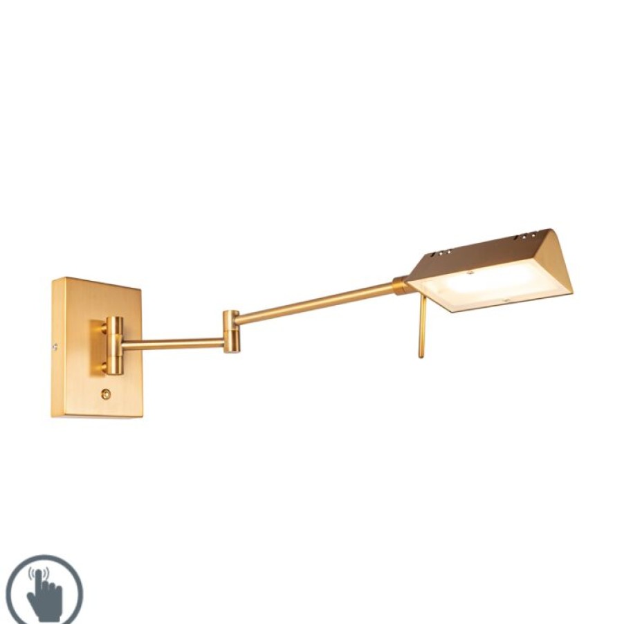 Led QAZQA | Design Wandleuchte Bronze Inkl. Led Mit Touchdimmer - Notia