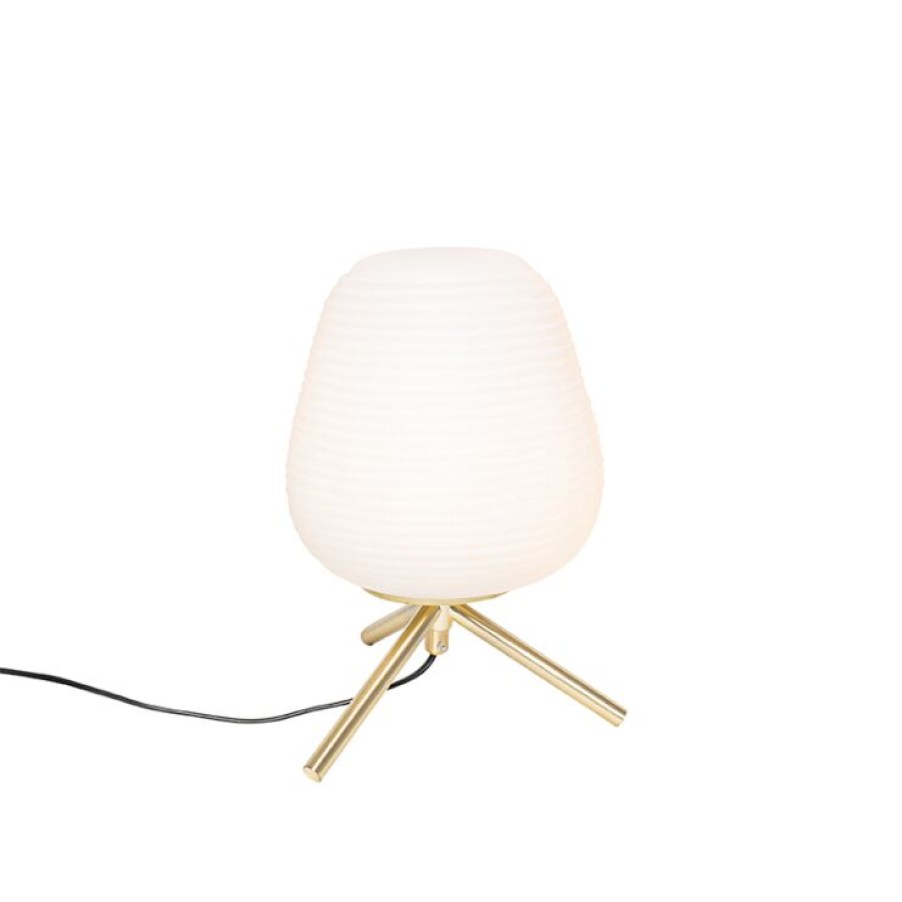 Innenbeleuchtung QAZQA | Design-Tischlampe Gold 20 Cm Mit Opalglas - Hero